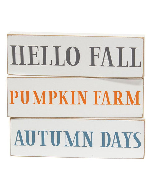 Hello Fall Decorative Blocks, 3 pc