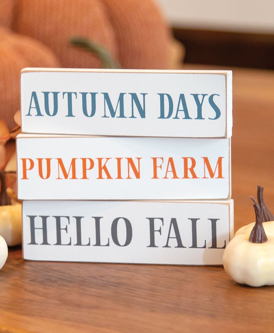 Hello Fall Decorative Blocks, 3 pc
