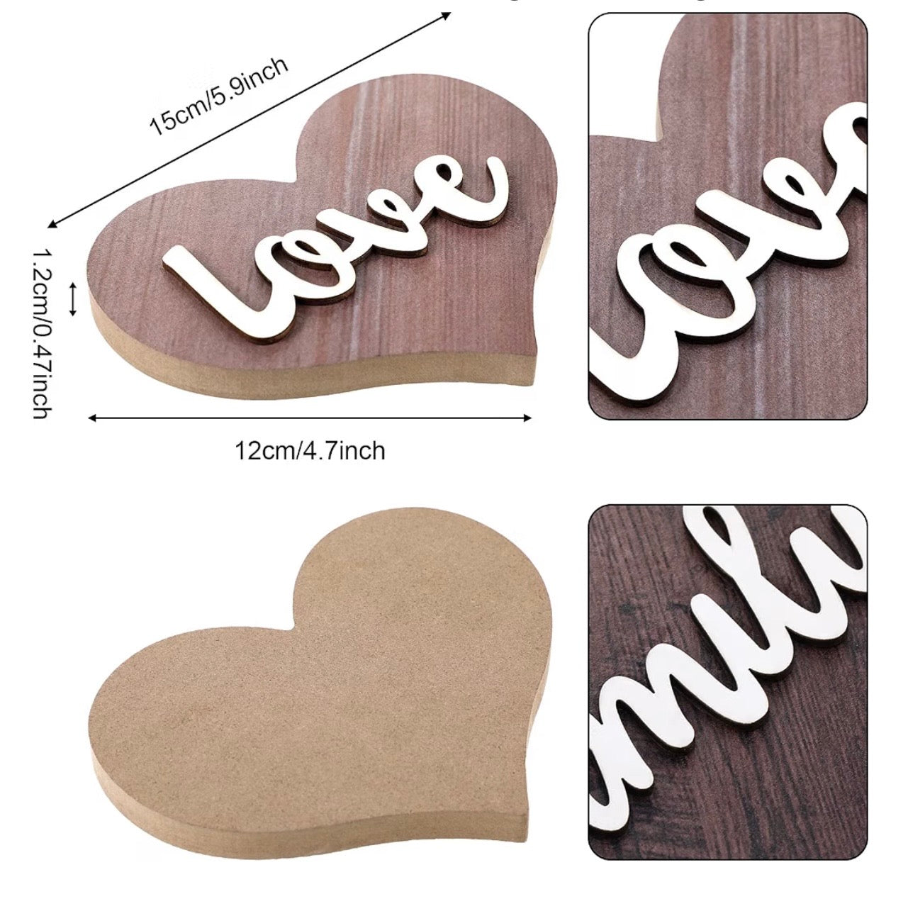 Heart Shaped Wooden Decor - Rustic Table Centerpiece