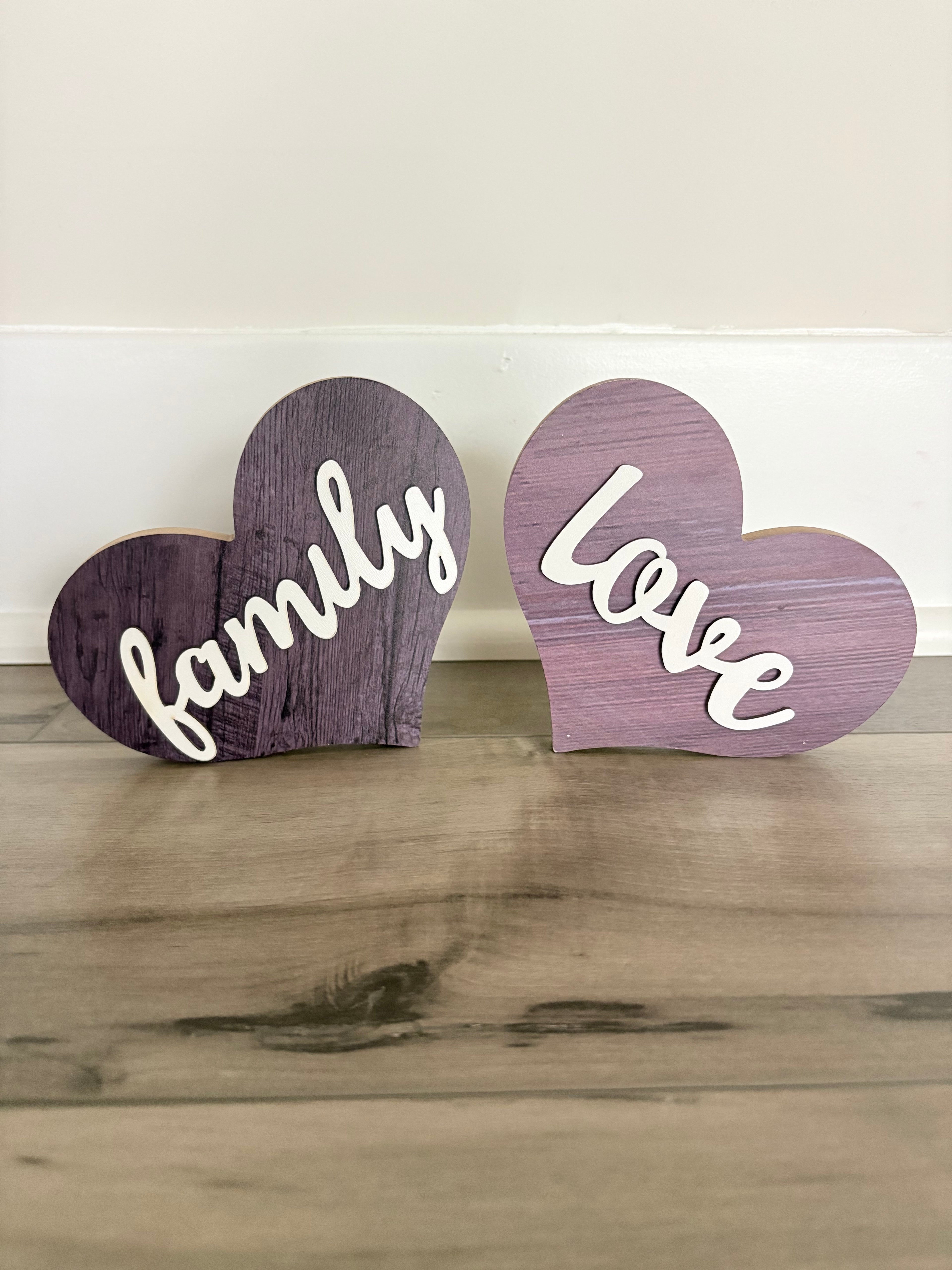 Heart Shaped Wooden Decor - Rustic Table Centerpiece