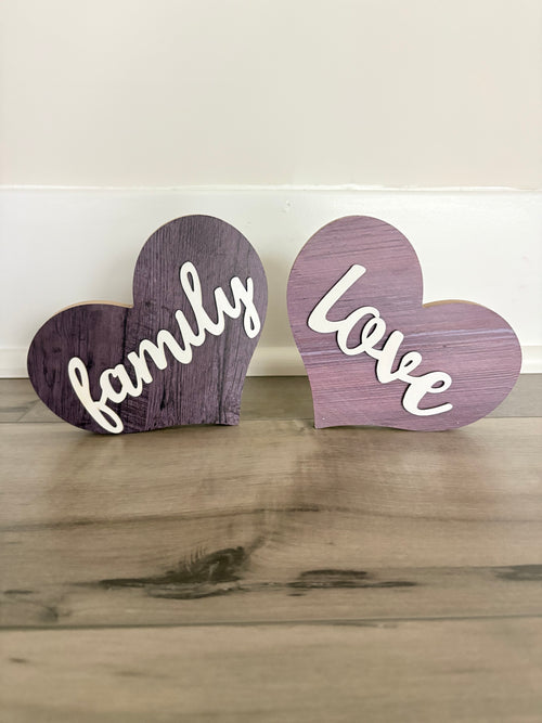 Heart Shaped Wooden Decor - Rustic Table Centerpiece