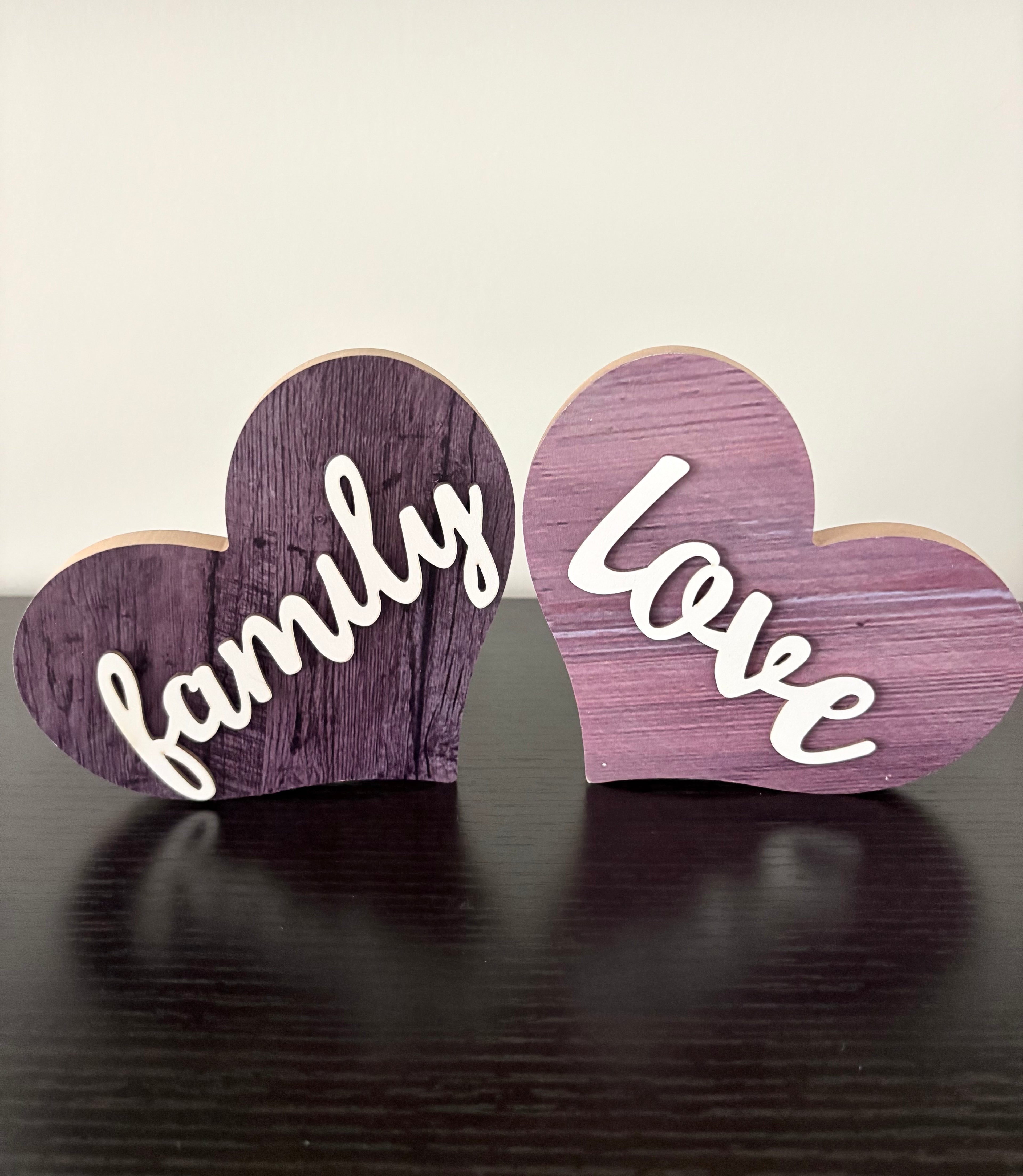 Heart Shaped Wooden Decor - Rustic Table Centerpiece